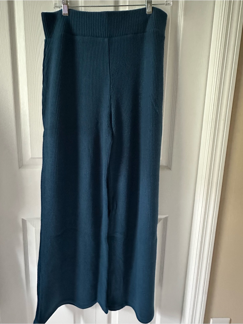 206 NWT Zenana Navy Teal Mock Neck Sweater 2 Piece Set Wide-Leg - Large - Picture 3 of 4